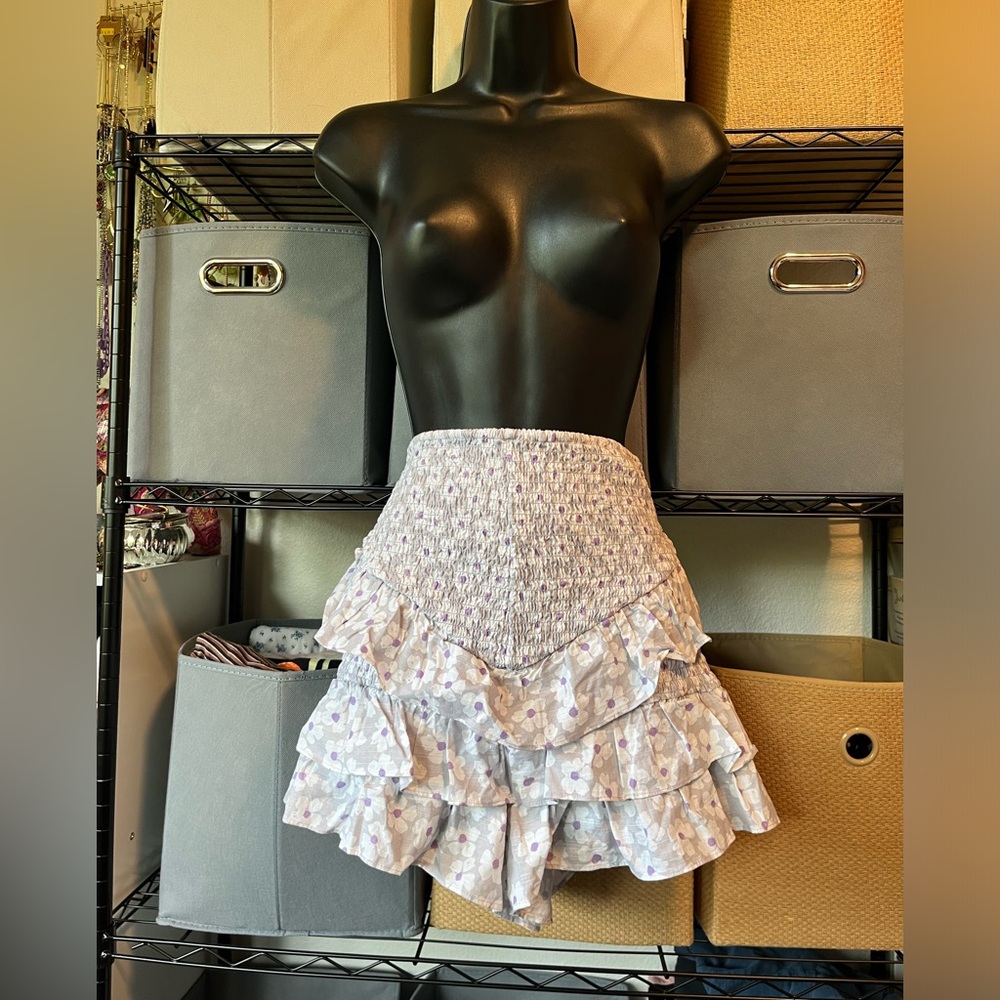 Able Lavender Floral Smocked Ruffle Mini Skirt \ Skort